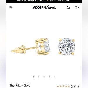 Modern Gents earrings - The Ritz Gold.